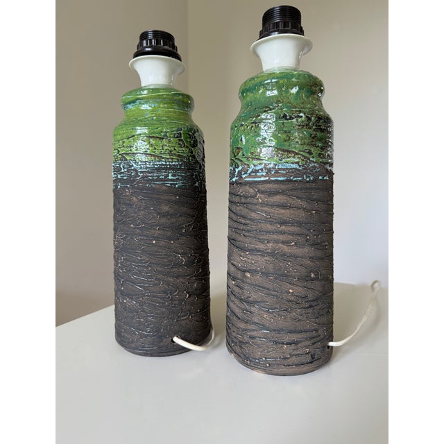 1960s Swedish Ceramic Table Lamps from Tilgmans, 1960s, Set of 2 For Sale - Image 5 of 9