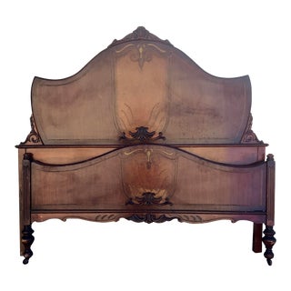 1930s Traditional Full Size Inlay Bedframe With Rails For Sale