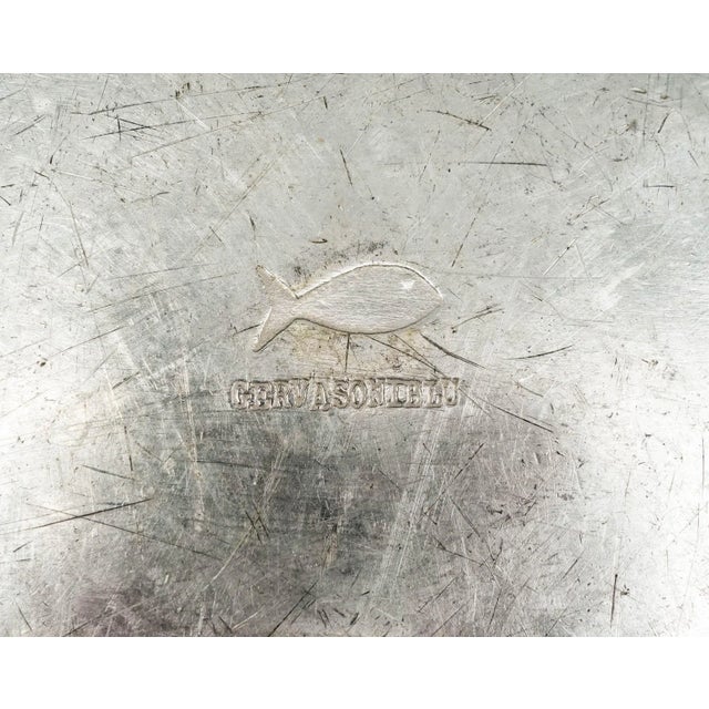 Gervasoni Blu Italy Hammered Silver Plate Metal Large Container Planter Vase For Sale - Image 10 of 10