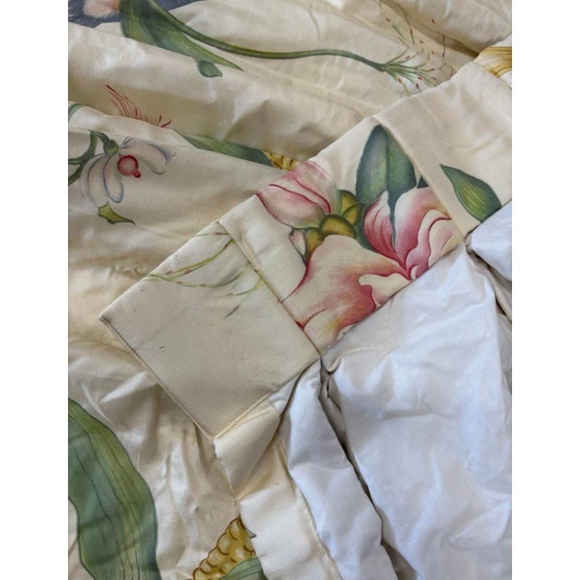 Late 20th Century Vintage Custom Pinch Pleat Brunschwig & Fils Fabric Floral Drapes- 2 Panels For Sale - Image 5 of 12