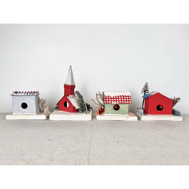 Mid Century Retro Blune Putz Christmas Village Houses- Set of 4 For Sale - Image 4 of 10