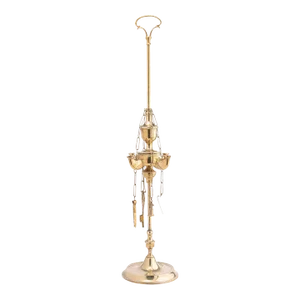 Italian Cast Brass 4 Spout Oil Lamp With Wick Implements, 1790