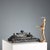Portoro marble desk set consisting of a base, two metal ink holders with porcelain vials and a pad. This piece is...