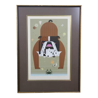 Late 20th Century Charley Harper Signed Claws Crab Bulldog Serigraph Print For Sale