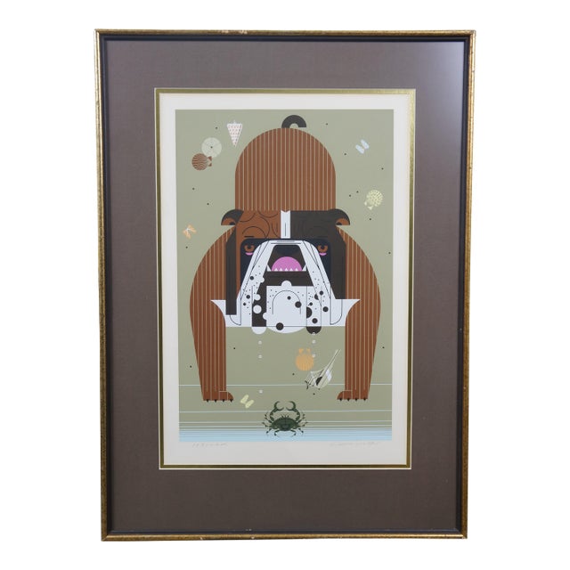 Late 20th Century Charley Harper Signed Claws Crab Bulldog Serigraph Print For Sale