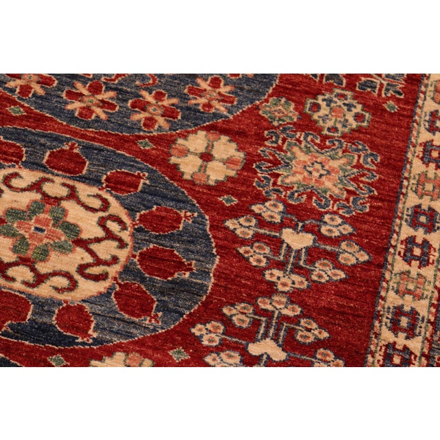 Red Rustic Super Kazak Red/Blue Wool Rug - 5'3'' X 6'3'' For Sale - Image 8 of 8