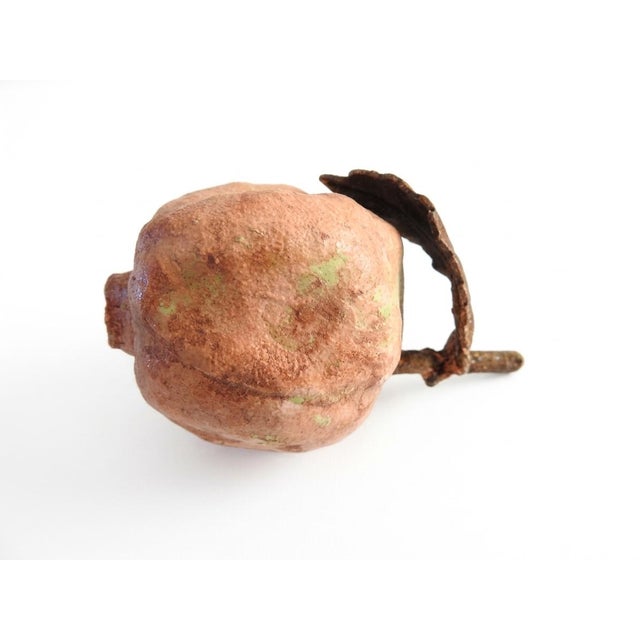 Late 20th Century Artisan Hand-Molded Terracotta Pomegranate Sculptures With Metal Foliage - Pair For Sale In San Francisco - Image 6 of 9