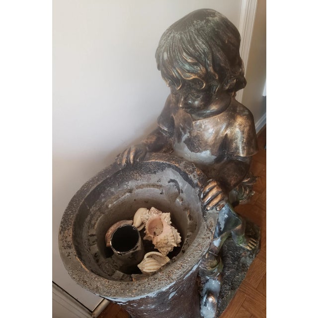Plastic Bronze Finish Boy & Girl Water Fountain Statue For Sale - Image 7 of 9