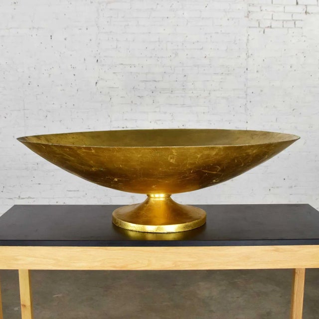 Vintage Objet d'Art Monumental 4 Foot Diameter Bowl Store Display Fiberglass Gold Leaf Footed For Sale - Image 13 of 13