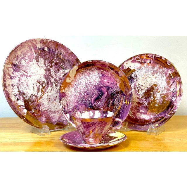 Sascha Brastoff 'Surf Ballet -Pink' for Jill Stevens Miami Beach, Service For 8 For Sale In West Palm - Image 6 of 12