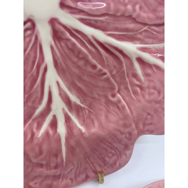 Early 21st Century Bordallo Pinhiero Pink Cabbage Plates- Set of 2 Plates For Sale - Image 5 of 9