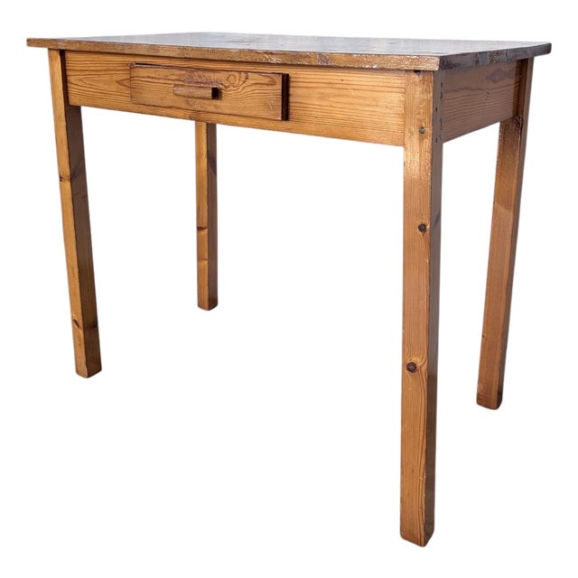 Vintage Pine Writing Desk with Drawer For Sale