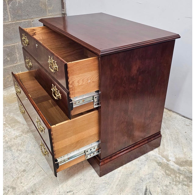 American Statton Trutype Americana Chippendale Solid Black Cherry Lateral Filing Cabinet For Sale - Image 3 of 11