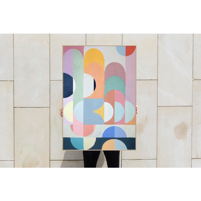 Art Deco Drops by Natalia Roman is a contemporary geometric abstraction that evokes shifting atmospheres through a refined...