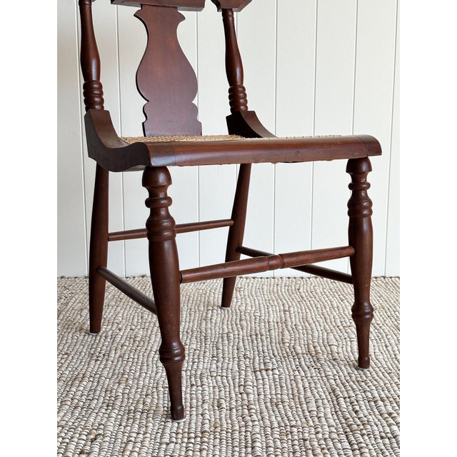 1960s Vintage Sculpted Mahogany Dining Chairs With Cane Seats, Set of 4 For Sale - Image 11 of 15