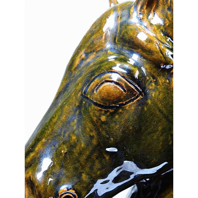 Horse Head or Chess Knight in Glazed Terracotta, France, 1980s For Sale - Image 12 of 17