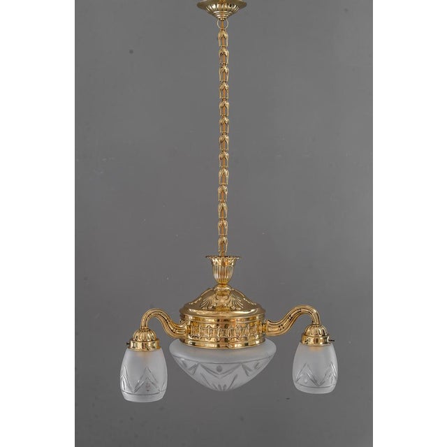 Chandelier with Cut Glass Shades, Vienna, Austria, 1890s For Sale - Image 3 of 18