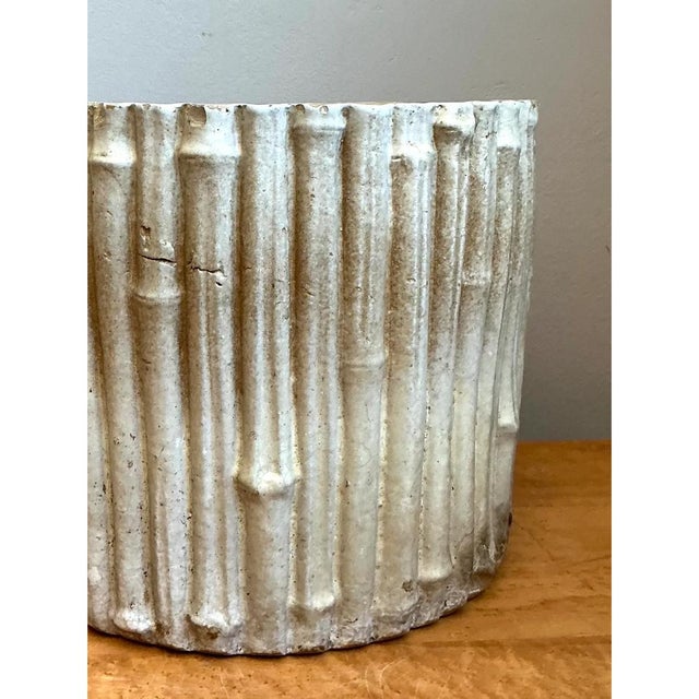 Ceramic Vintage Faux Bamboo White Ceramic Pot For Sale - Image 7 of 12