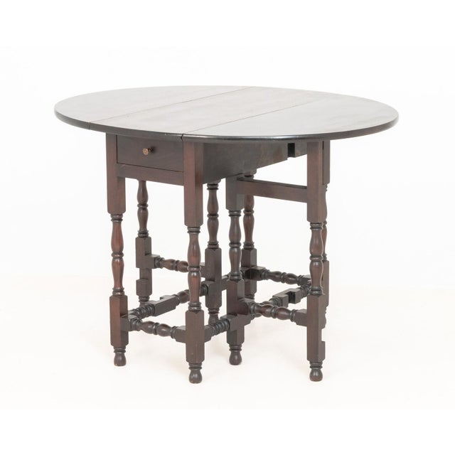 Wood Jacobean Style Rosewood Gate Leg Drop Leaf Table For Sale - Image 7 of 10