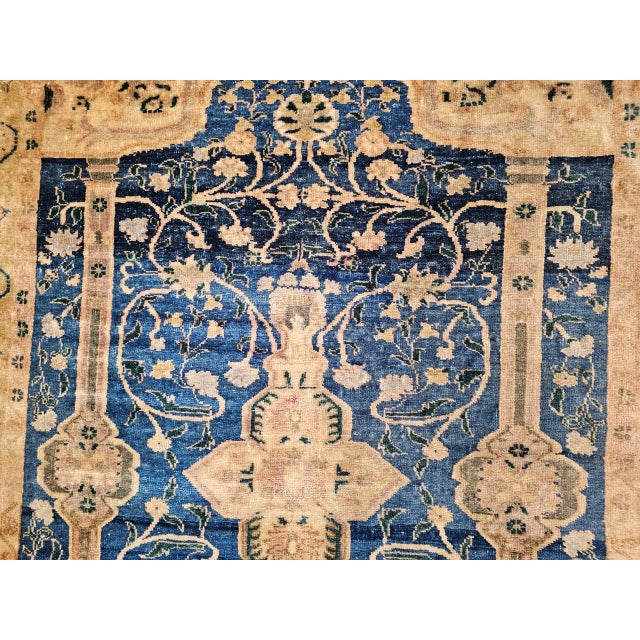 Vintage Turkish Oushak Area Rug, Wool Pile, Royal Blue & Tan, 1900s, 5' x 7' For Sale - Image 15 of 15