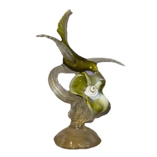 Mid-Century Murano Glass Hummingbird Sculpture Attributed to Alfredo Barbini For Sale