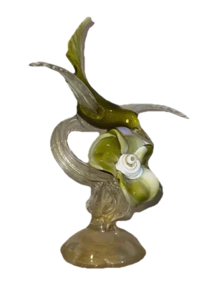 Mid-Century Murano Glass Hummingbird Sculpture Attributed to Alfredo Barbini