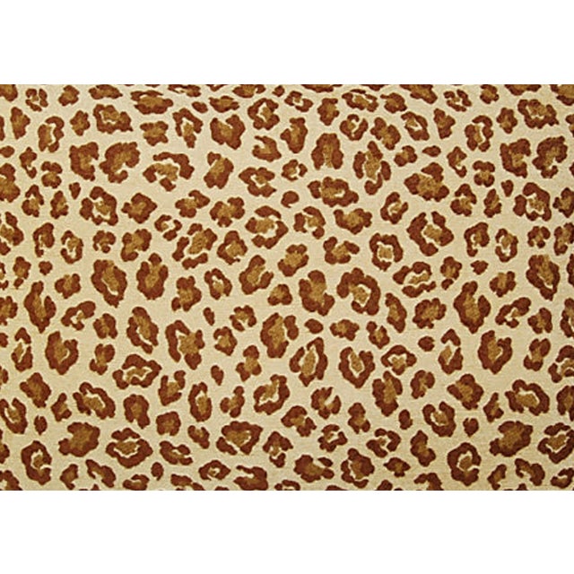 Custom-tailored pillow in a never-used, ultra-soft woven velvet and chenille blend leopard fabric. Golden colored velvet-...