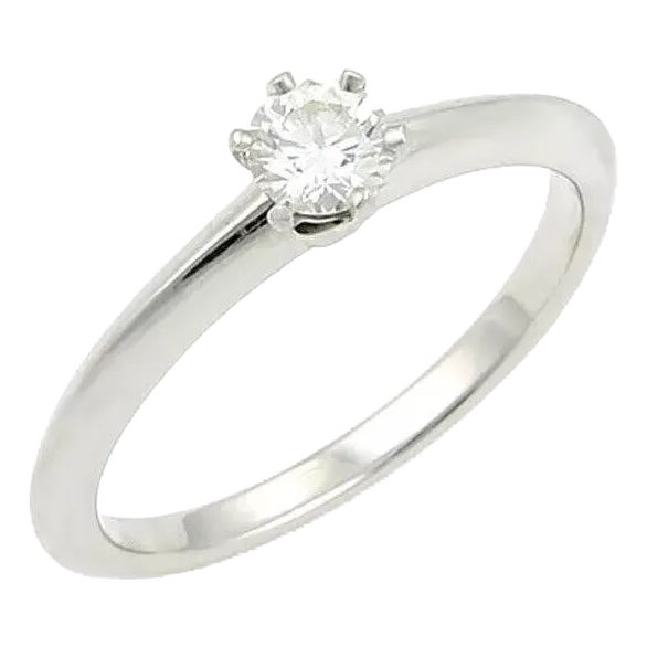 Tiffany & Co. Platinum & 0.25ct Diamond Solitaire Engagement Ring W/Cert, Size 6 For Sale