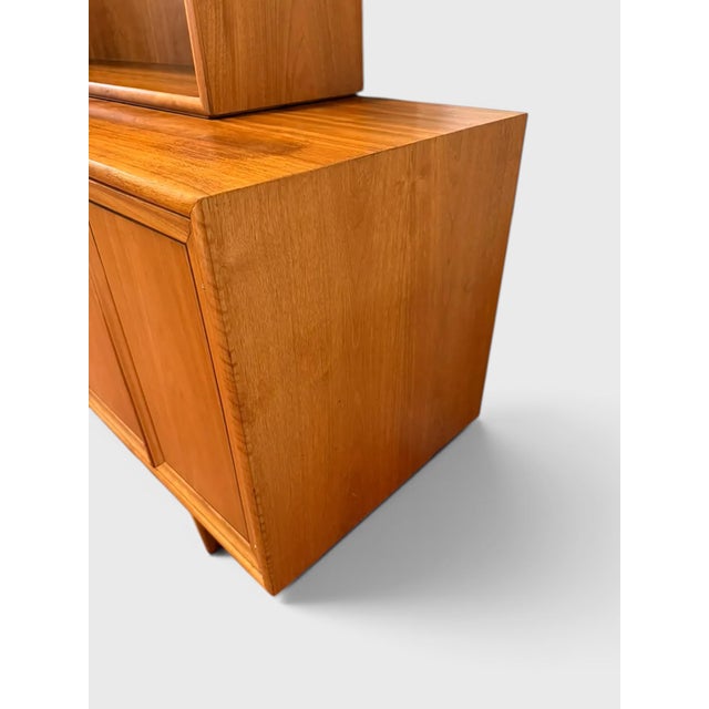 Brown 1960s Kipp Stewart for Drexel Declaration Two Piece Walnut Credenza Hutch For Sale - Image 8 of 17