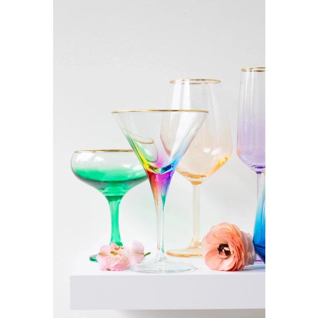VIETRI VIETRI Rainbow Assorted Wine Glasses - Set of 4 For Sale - Image 4 of 6