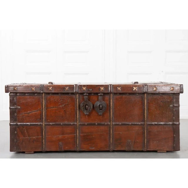 English 19th Century Teak and Iron-Framed Trunk For Sale - Image 12 of 13