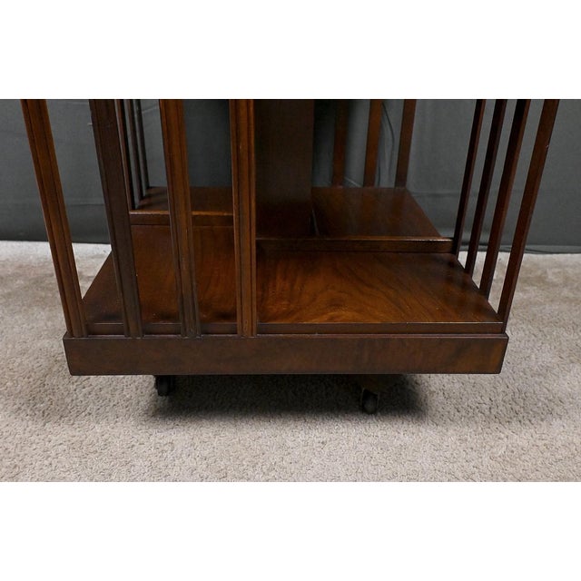 Brown Mid-20th Century Mahogany Revolving Bookshelf, England, 1950s For Sale - Image 8 of 13
