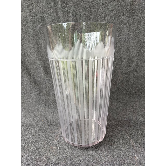 Large Vintage Clear Etched Crystal Vase For Sale - Image 17 of 18