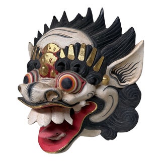 Wooden Barong Mask Wall Decoration, 1980s, Indonesia For Sale