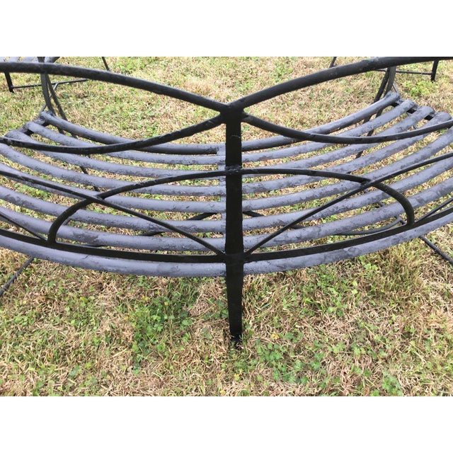 19th Century Regency 19th Century French Iron Garden Bench Serpentine Curve & Chairs, Set of 3 For Sale - Image 5 of 11