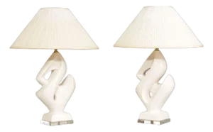 Royal Haeger Lamp Co. Post Modern Pair of Sculptural Table Lamps