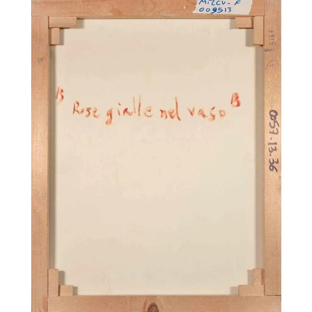 Pino Romanò, Yellow Roses, Oil Painting, 2000s For Sale - Image 4 of 5