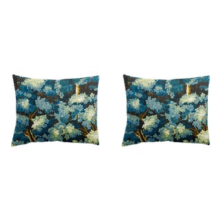 Pair of Floral Linen Pillow Cushions - Joli Boise Motif - Designed and Made in Paris For Sale