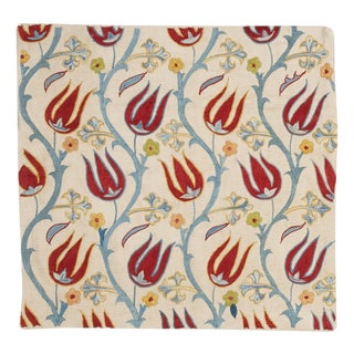 19"x19" 100% Silk Cushion Cover. Hand-Embroidered Pillowcase. New Lace Pillow For Sale