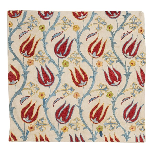 19"x19" 100% Silk Cushion Cover. Hand-Embroidered Pillowcase. New Lace Pillow For Sale