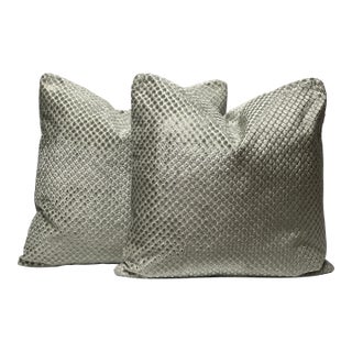 Scalamandré “Etosha Velvet” 20” Feather/Down Pillows - A Pair For Sale