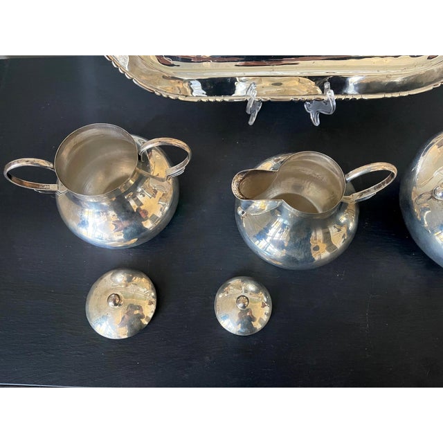 Mexican Modernistic Sterling Silver Tea Coffee Set by Hector Aguilar For Sale - Image 14 of 18