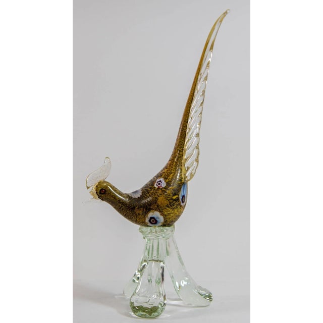 Italian Murano Art Glass Pheasant Bird Sculpture 1960s For Sale - Image 10 of 12