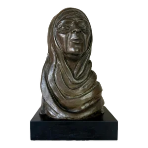 1960's N. Fopens Lady in Hijab Bronze Sculpture