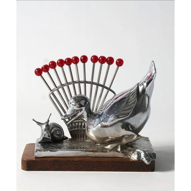 Art Deco Benjamin Rabier Chrome on Wooden Plate Cocktail Set, 1930s For Sale - Image 9 of 12
