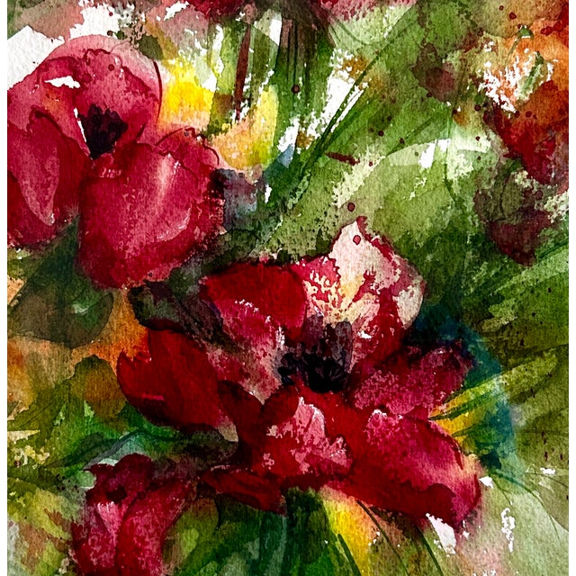 2020s Red Poppies Watercolor Painting Giclee Print For Sale - Image 5 of 5