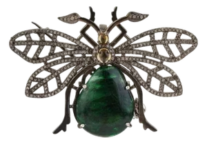 Exquisite 15.35 Carat Emerald, Citrine and Diamond Beetle Brooch Pendant