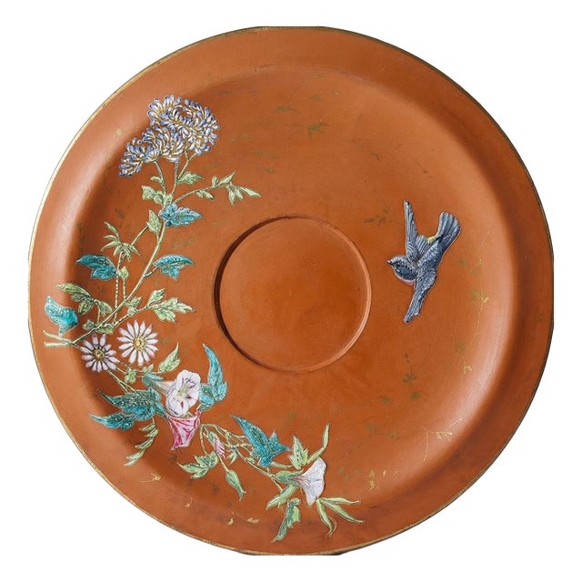 Large Antique Japanese Clay Dish, 1890s For Sale