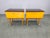 A striking pair of mid-century modern bedside tables from Czechoslovakia, dating to the 1960s. Crafted from a mix of woods...