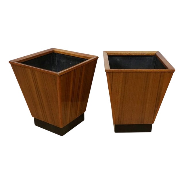Art Deco Walnut Paper Bins, 1930s, Set of 2 For Sale